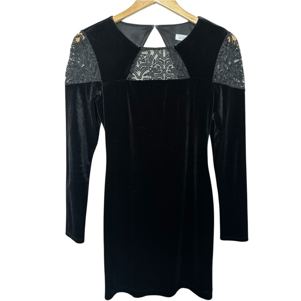 BCBGeneration Black Velvet Mini Dress Long Sleeves Small - Picture 5 of 8